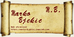 Marko Bjekić vizit kartica